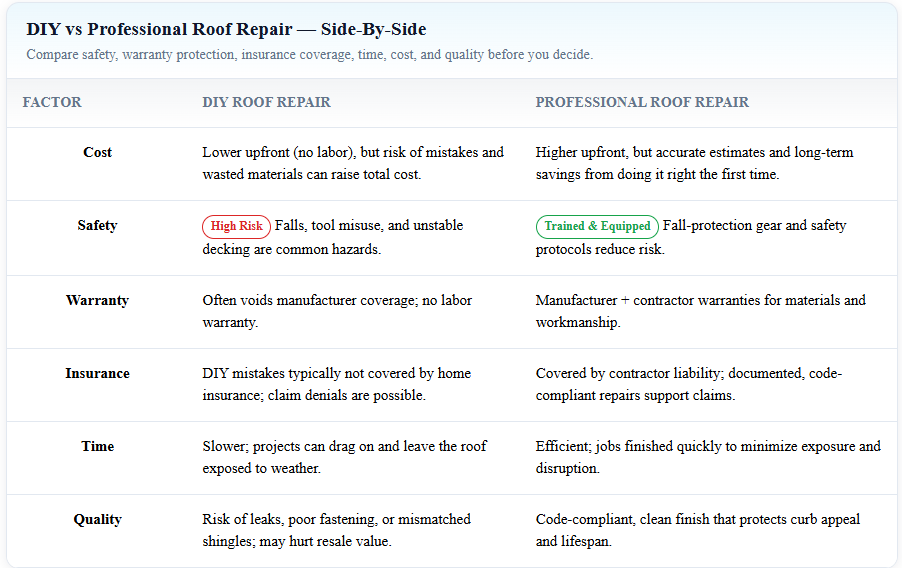 DIY vs Professional Roof Repair in Tampa Bay